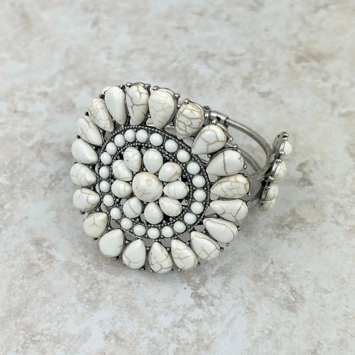 Natural Stone Concho Cuff Bracelet