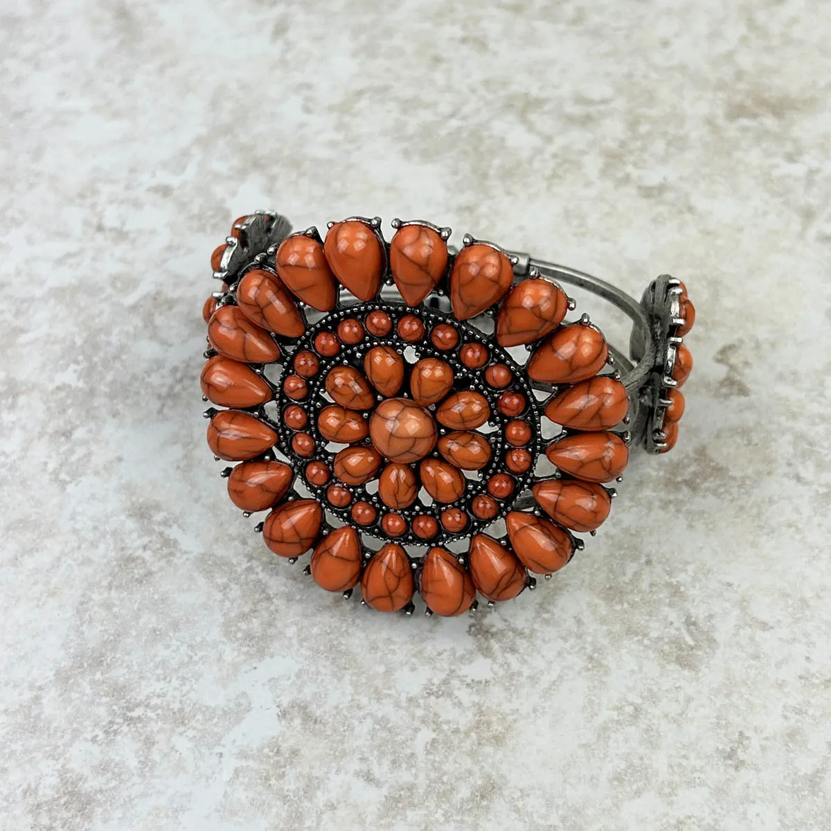 Natural Stone Concho Cuff Bracelet