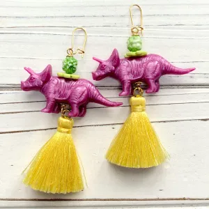 Orchid Triceratops Earrings