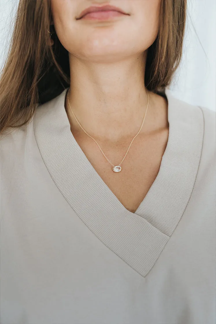 Oval Sunstone Necklace - 14k