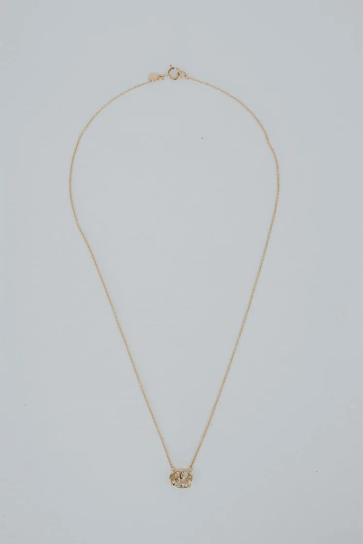 Oval Sunstone Necklace - 14k