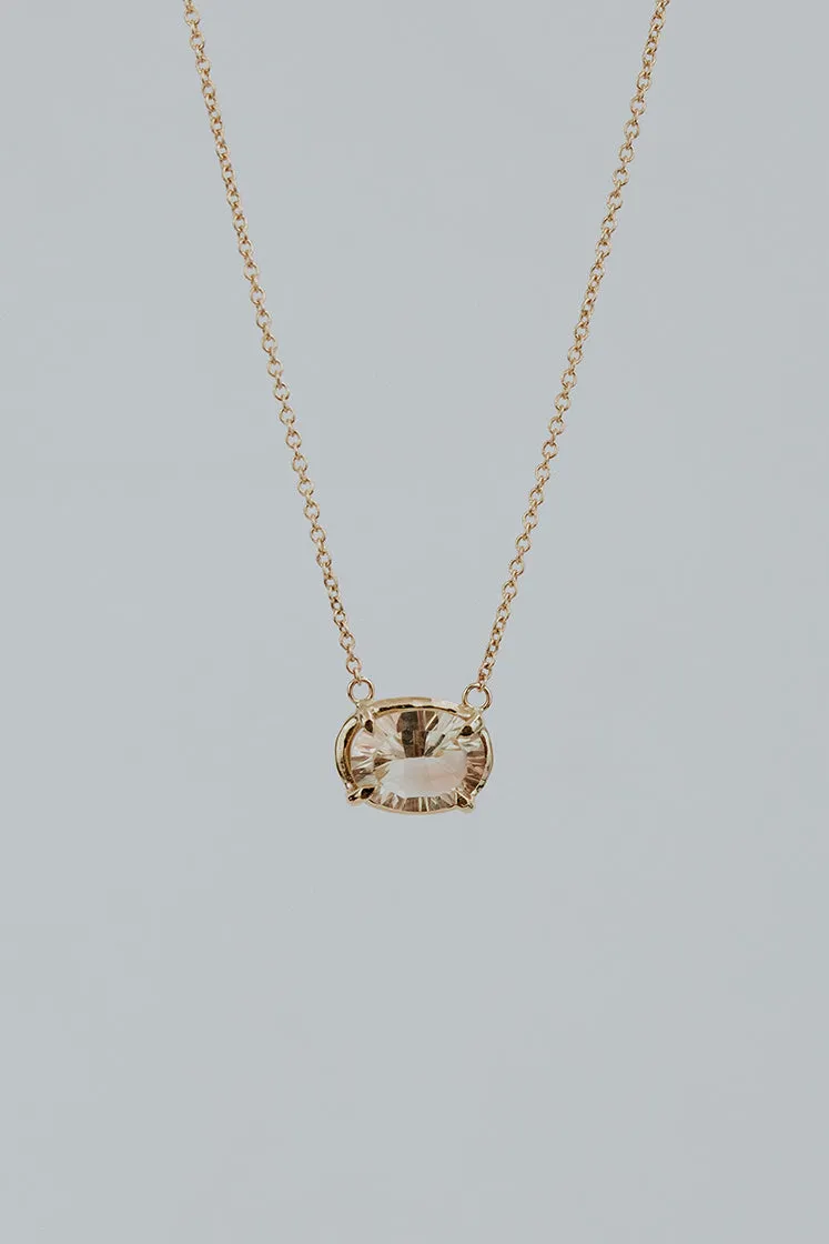 Oval Sunstone Necklace - 14k