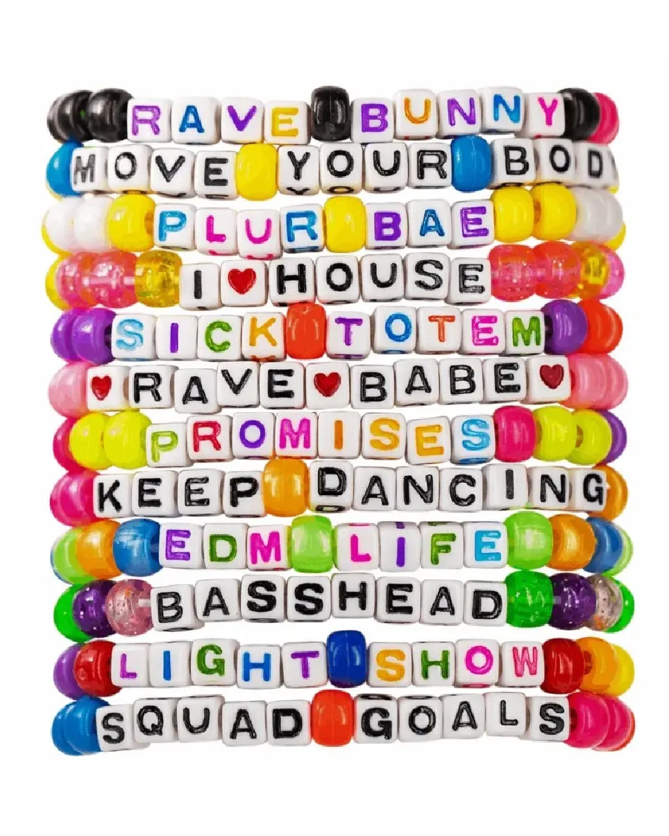 "Good Vibes" 12pc Pre-Made Kandi Bracelets