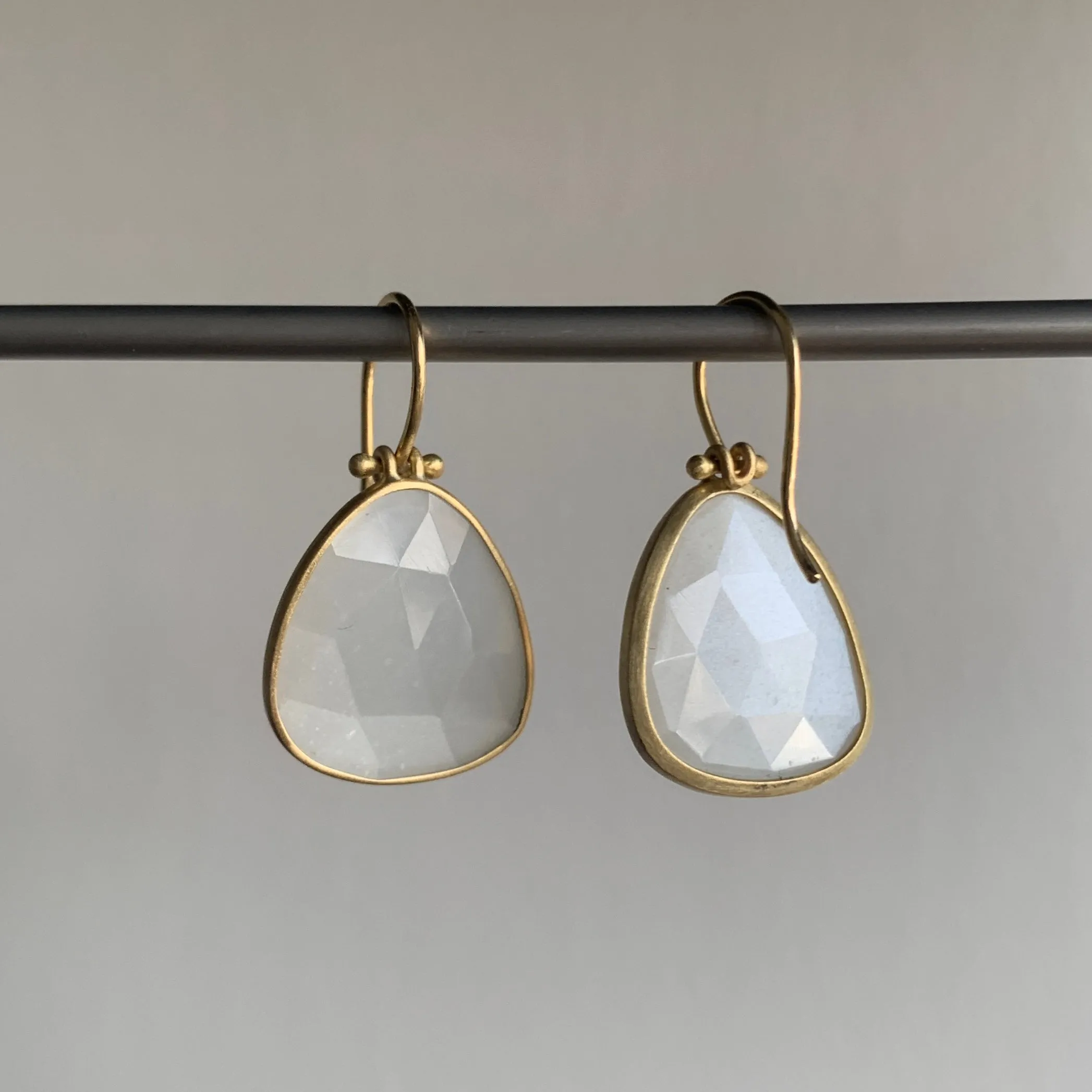 Rose Cut Moonstone Pear Earrings