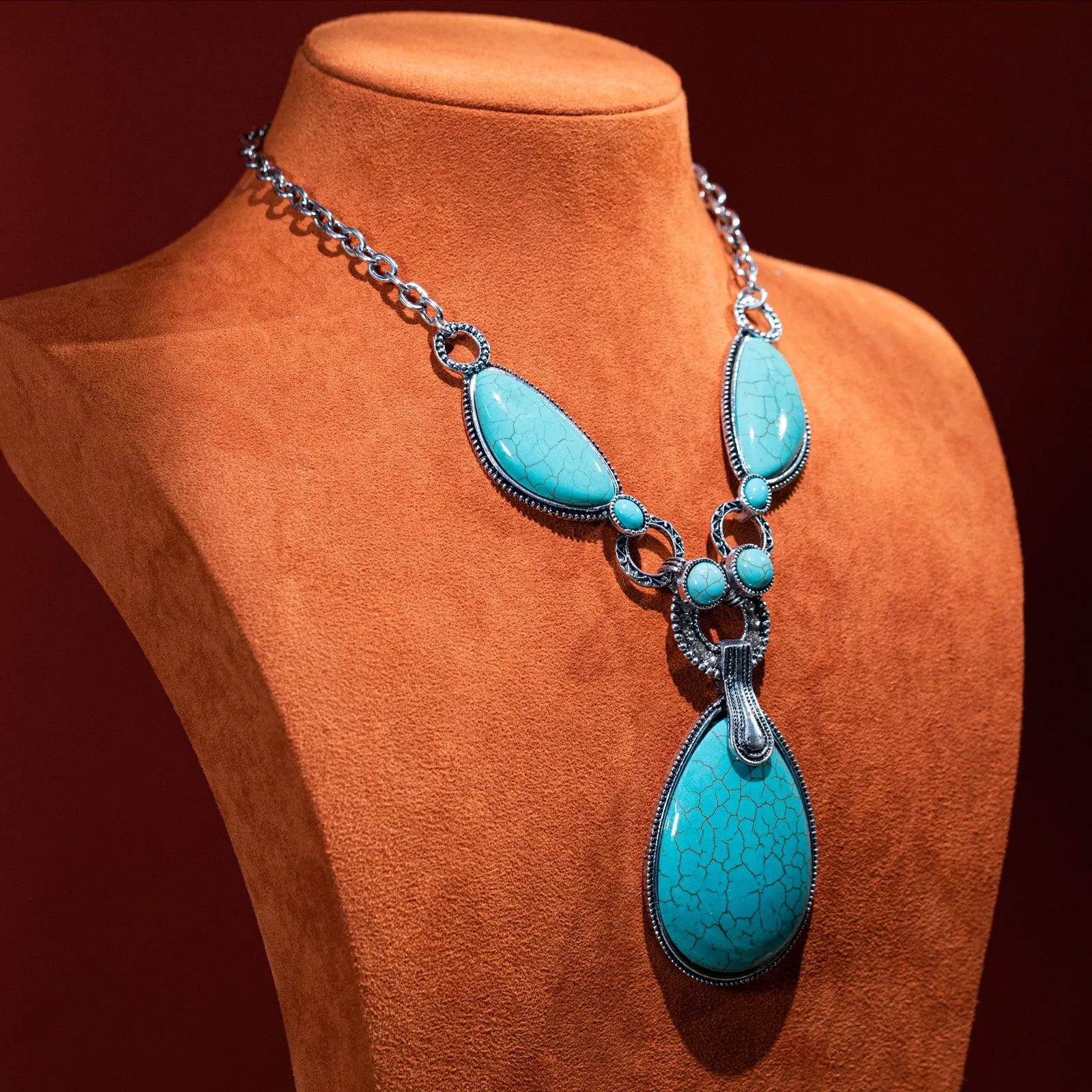 Rustic Couture Turquoise Stone Necklace