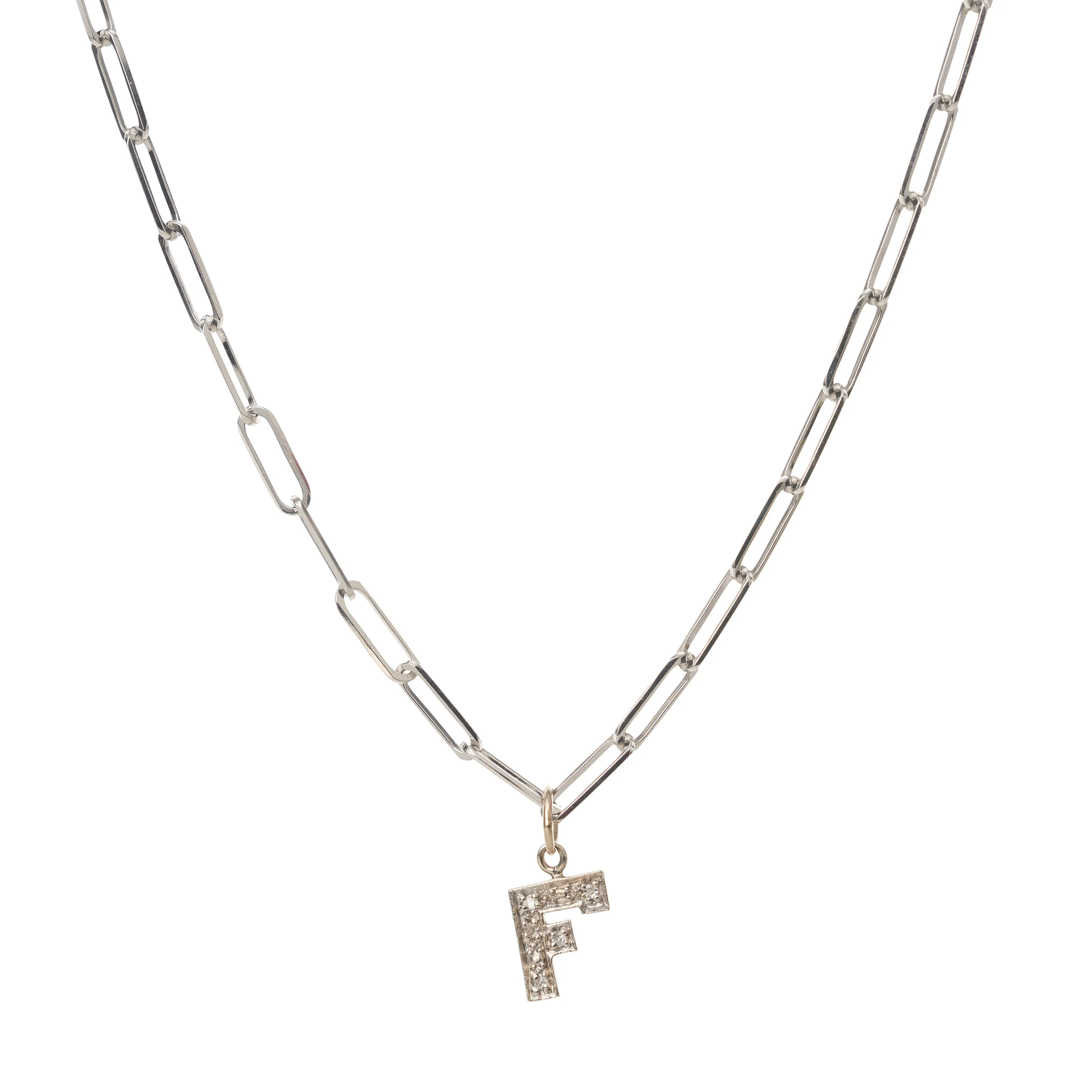 Stephanie Windsor 14k White Gold Thin Rectangle Link Chain