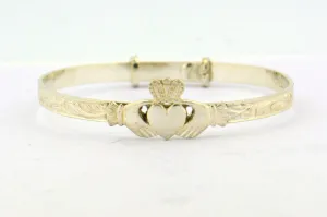 Sterling Silver Children's Adjustable Claddagh Bangle Bracelet