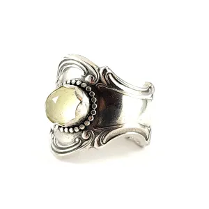 Sterling Silver Rose Cut Lemon Quartz Spoon Ring Size 8.5